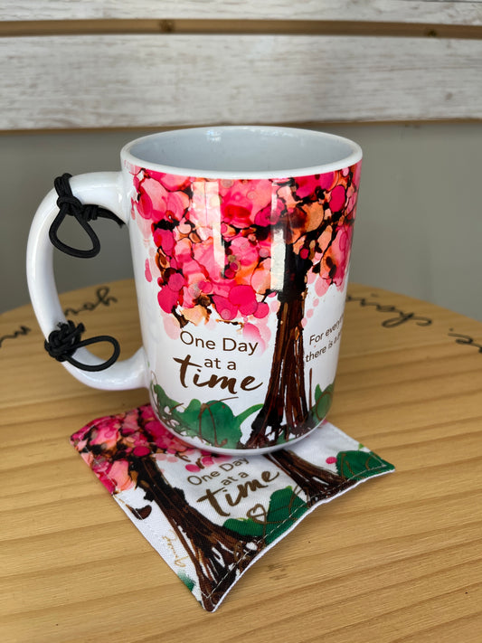 One Day At A Time Mug & Cloth Coaster