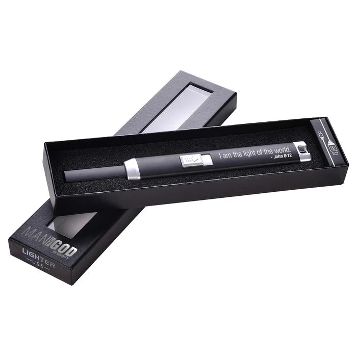 Man Of God Black USB Arc Lighter