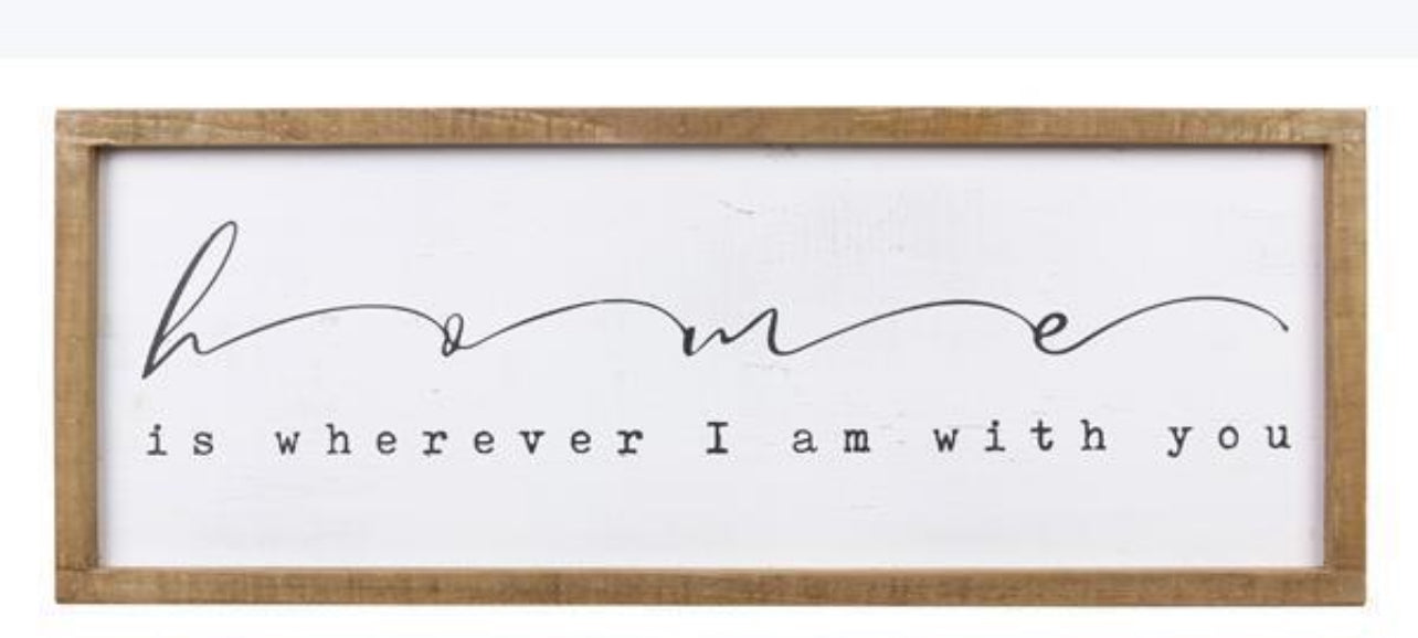 Wood Framed White Washed Home Wall Sign, Assorted Style