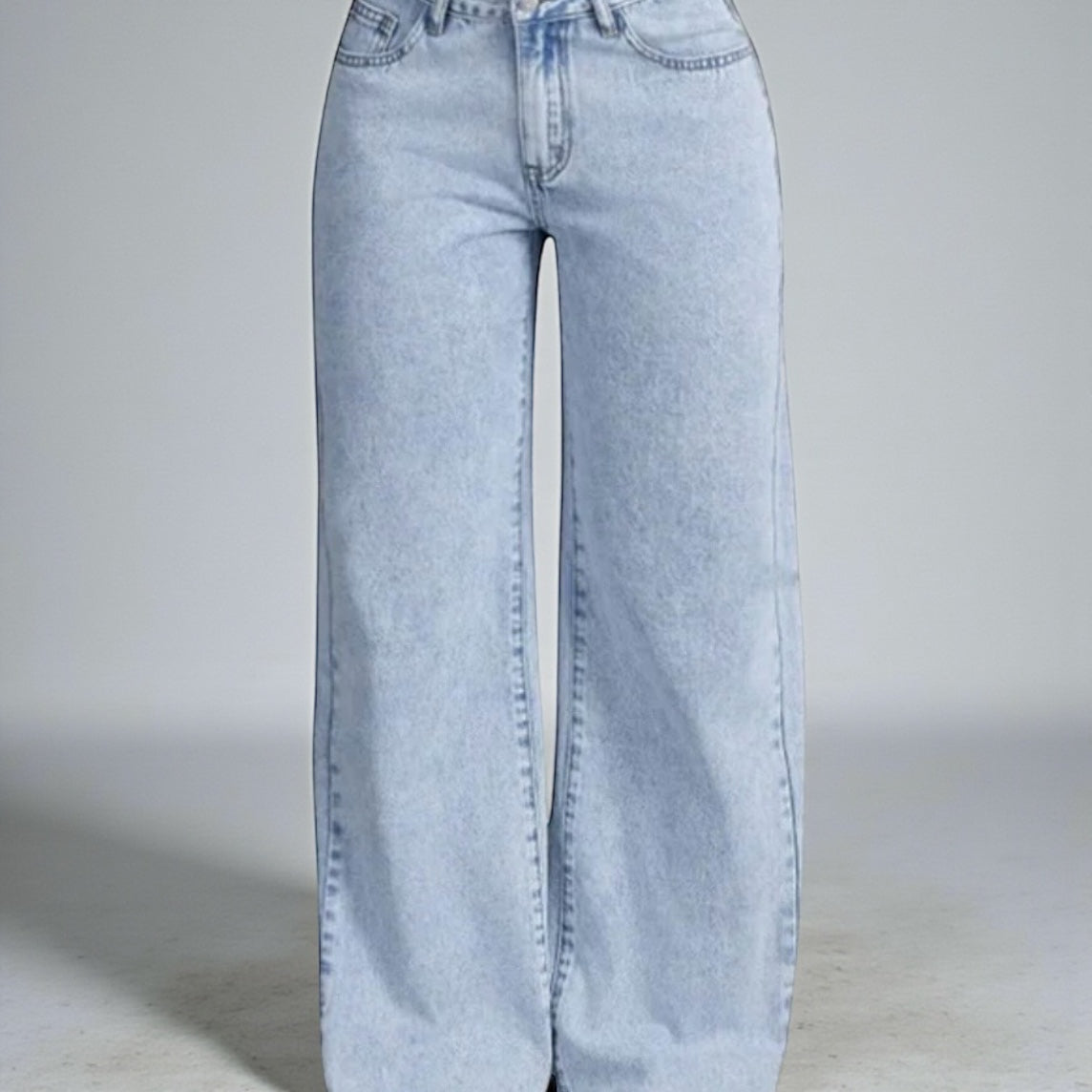 Bow Embroidered Wide Leg Jeans