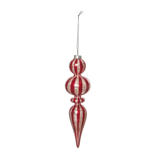 Christmas Red & White Vintage Finial Ornament