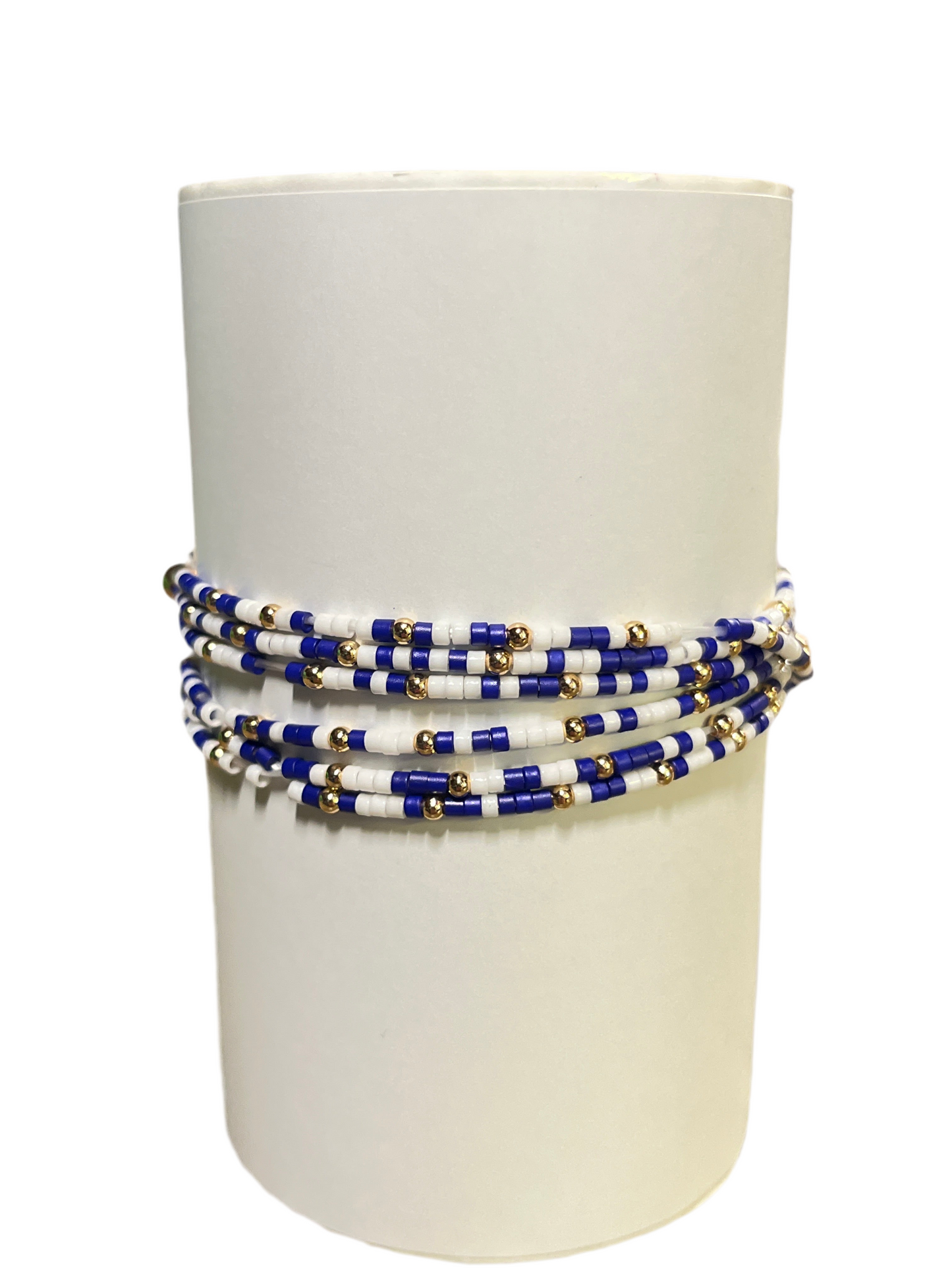 Blue & White Beaded Stackable Bracelets