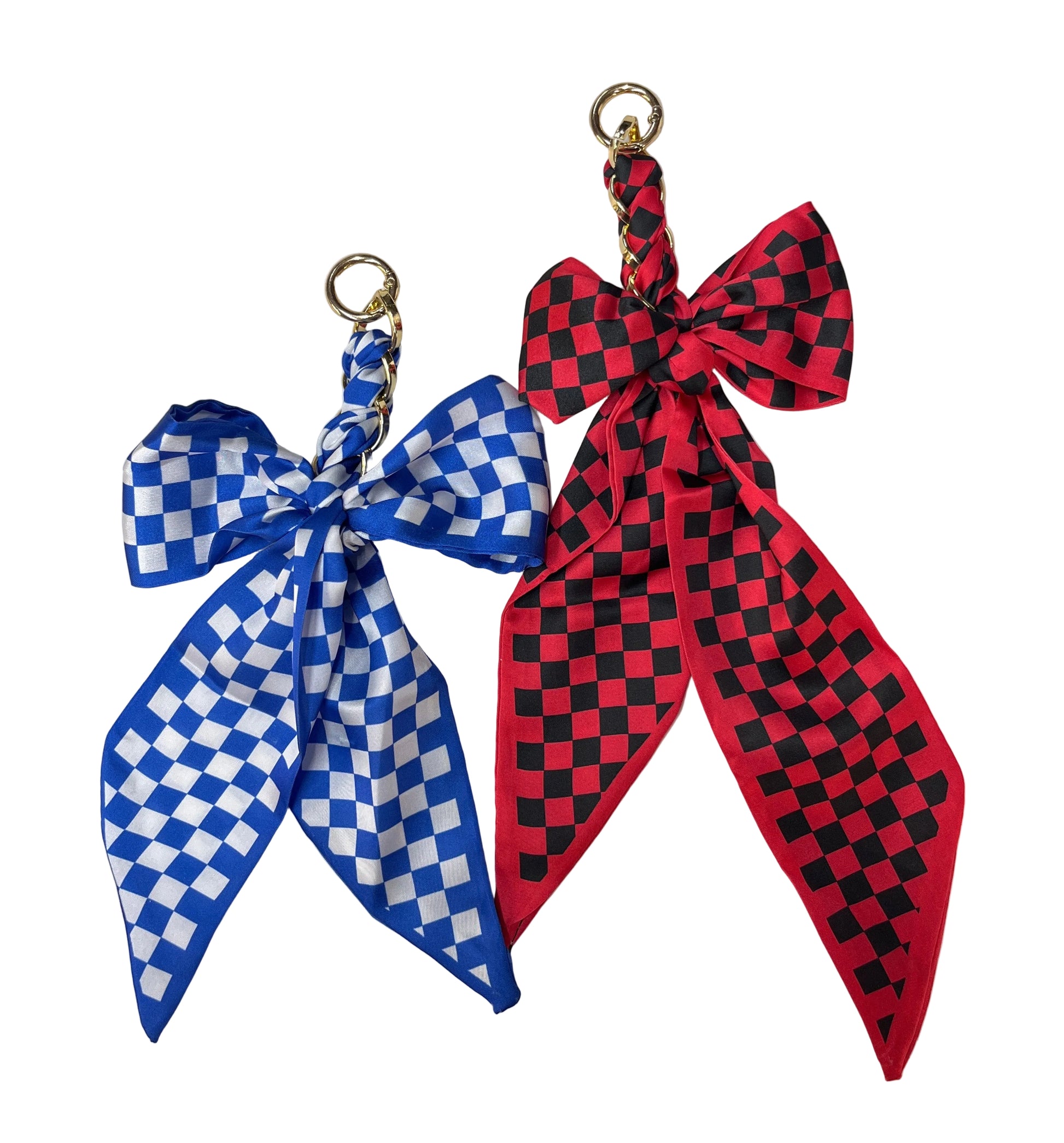 Checkered Bow Bag Charm