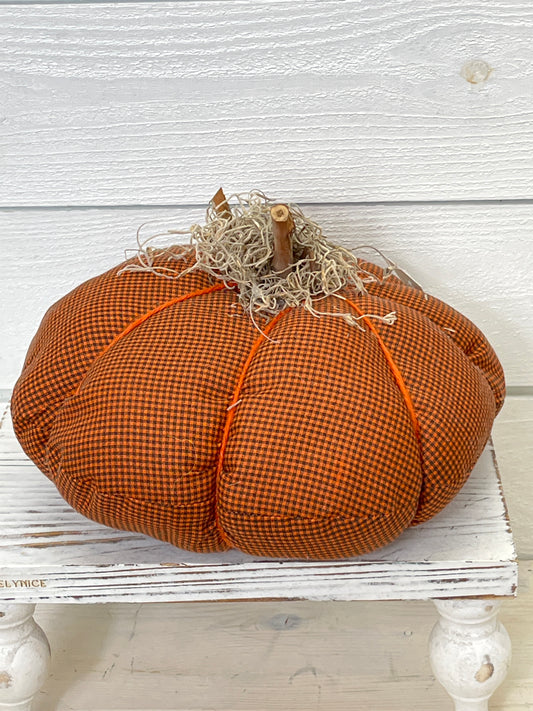 Black And Orange Plaid Fabric Pumpkin