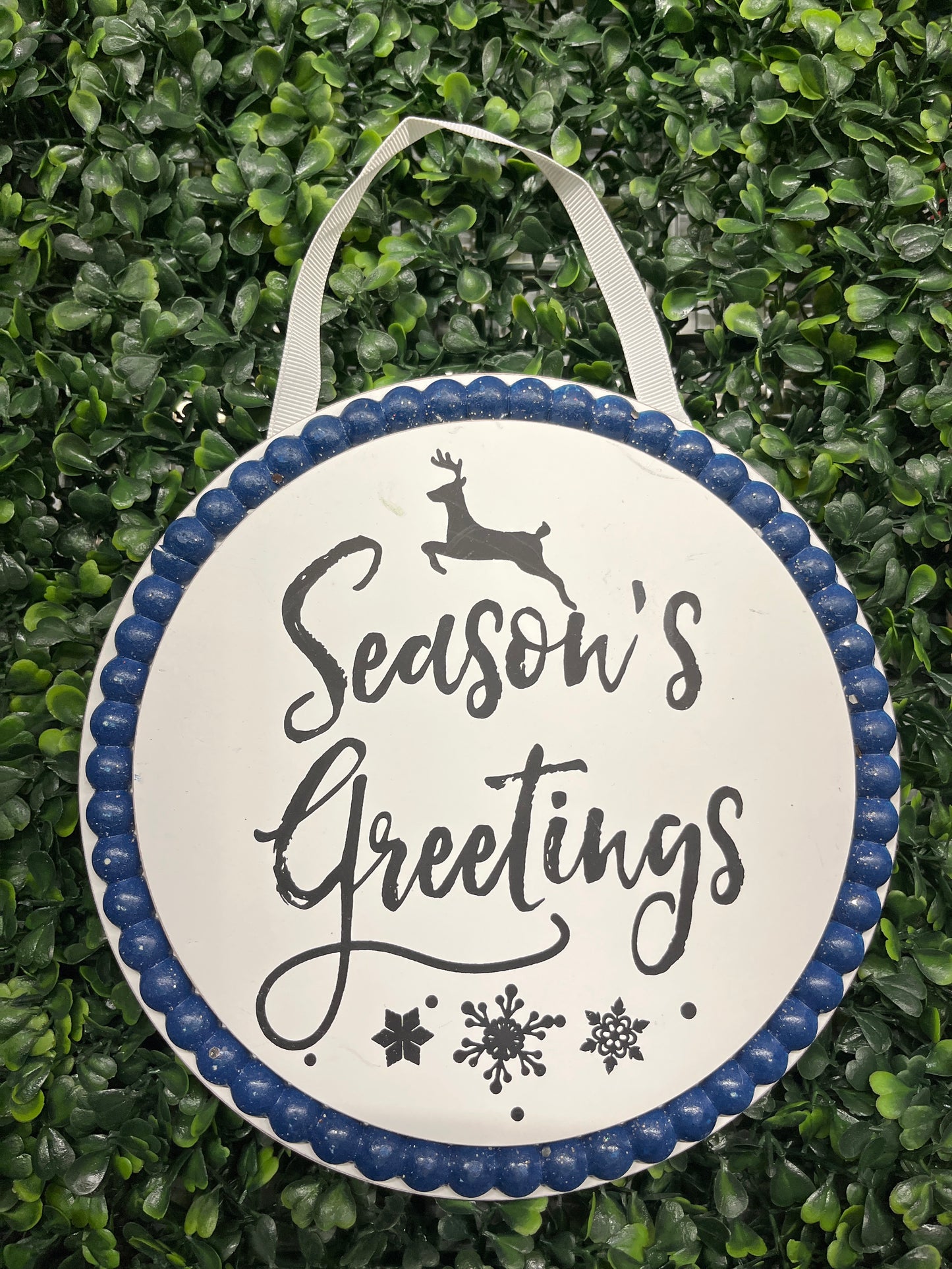 Round Wooden Beaded Blue & Green Wall Hanger