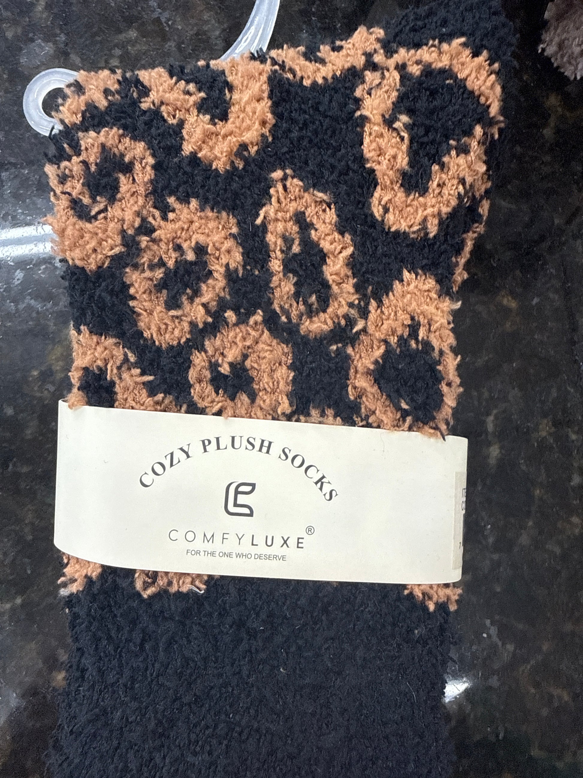 Cozy Plush Socks- Leopard