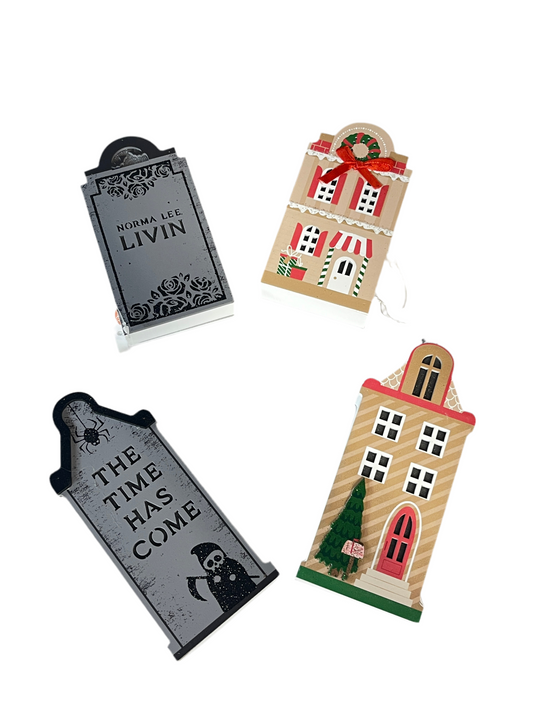 Reversible Light Up Wooden Halloween Decor