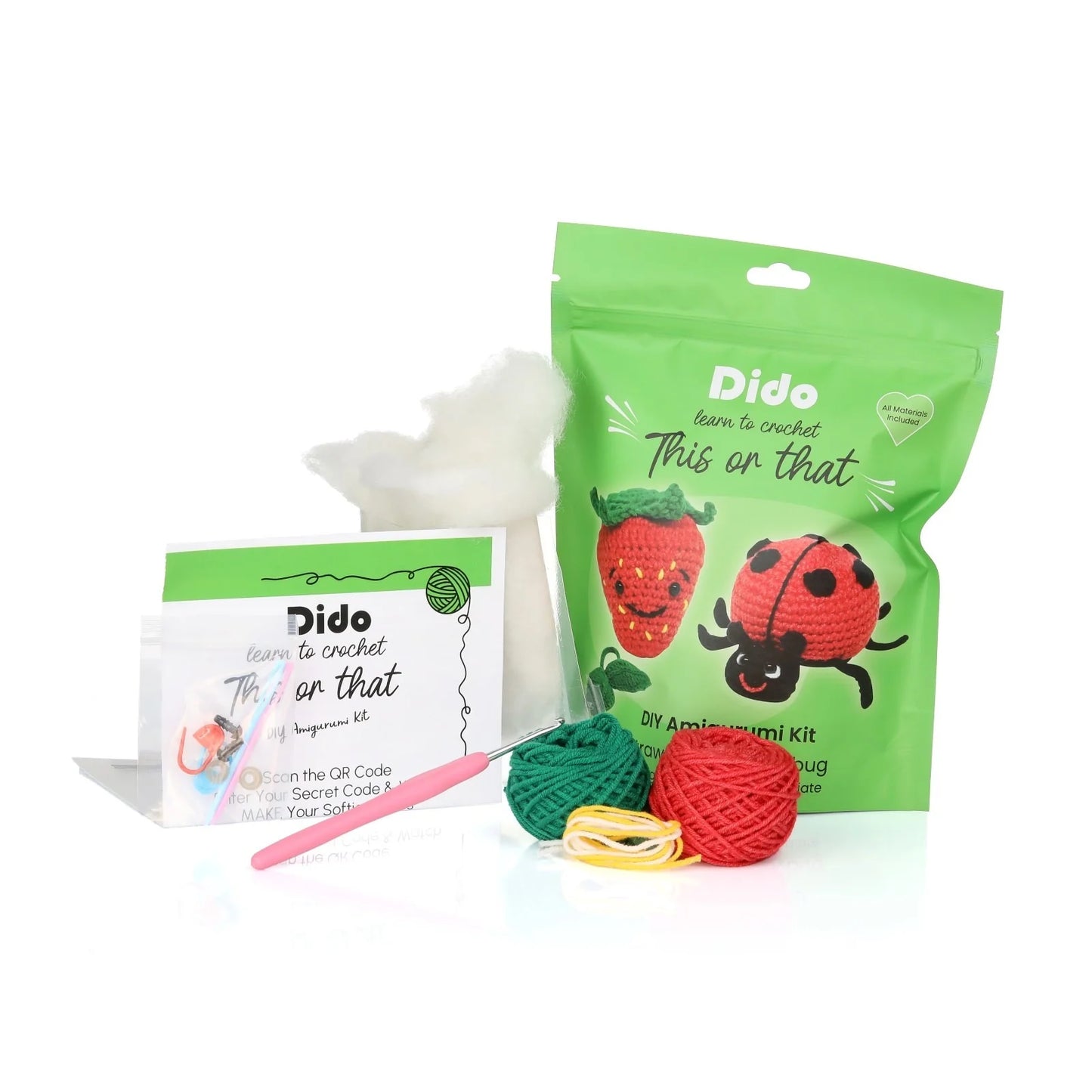 DIY This Or That Crochet Kit- Strawberry Or Ladybug