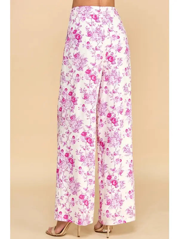 Pink Floral Print Long Pants