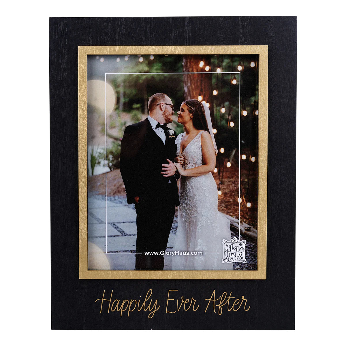 Happily Ever After Black & Gold Wedding Frame