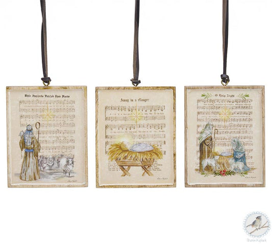 Assorted Joyful Melody Mango Wood Ornaments
