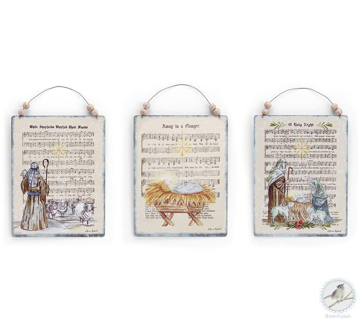 Assorted Tin Religious Hymn Ornaments
