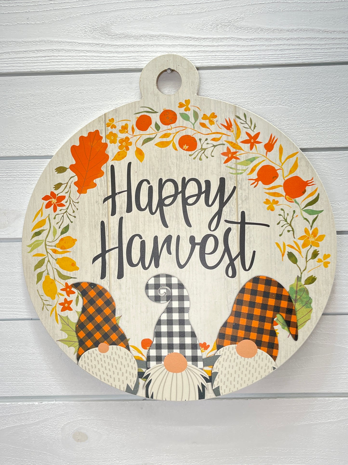 Happy Harvest Gnome Round Adoornament