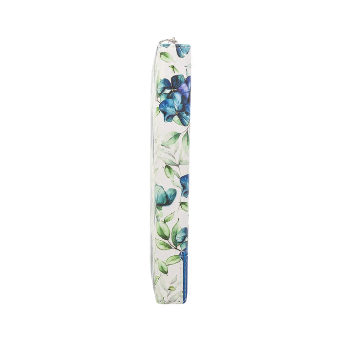 Small Zippered Journal- Blue Floral Whoever Lives..