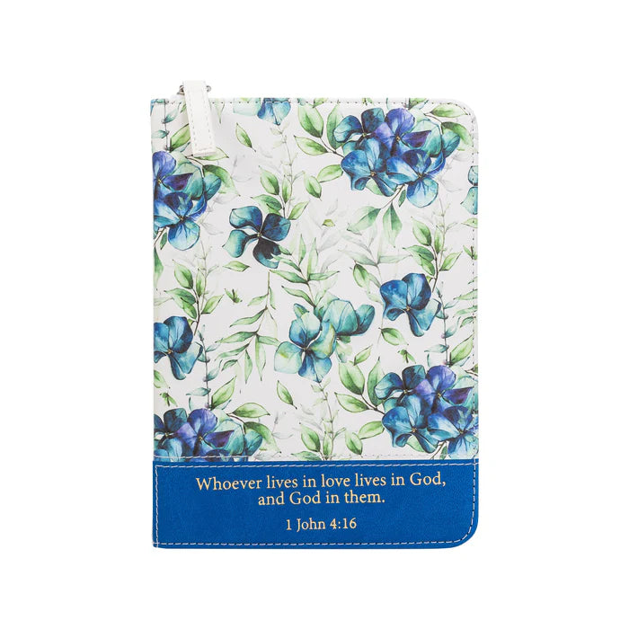 Small Zippered Journal- Blue Floral Whoever Lives..