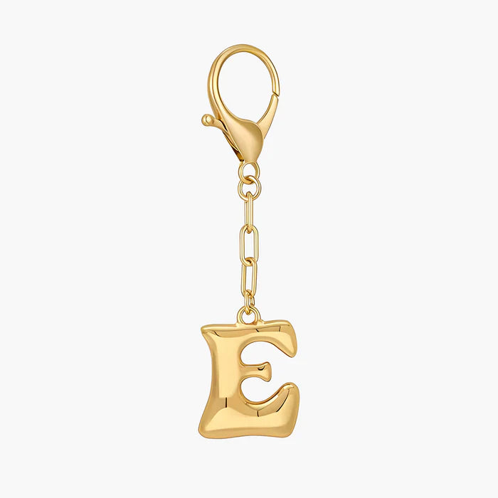Gold Bubble Letter Initial Keychain & Bag Charm