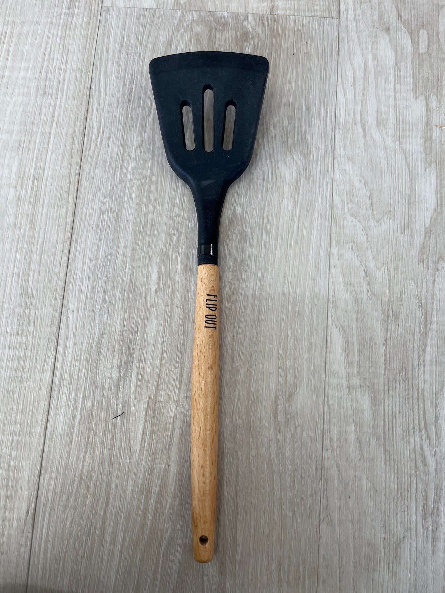 Wooden Handle Black Silicone Kitchen Utensils