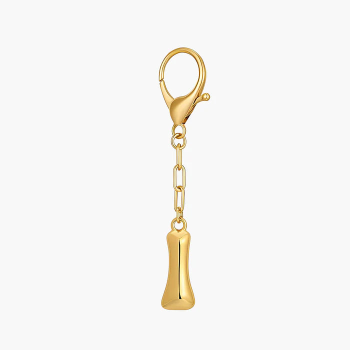 Gold Bubble Letter Initial Keychain & Bag Charm