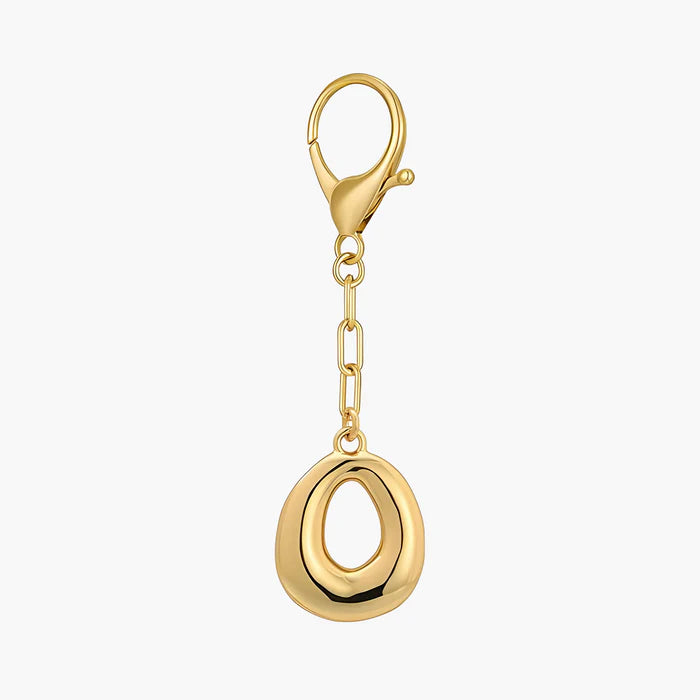 Gold Bubble Letter Initial Keychain & Bag Charm