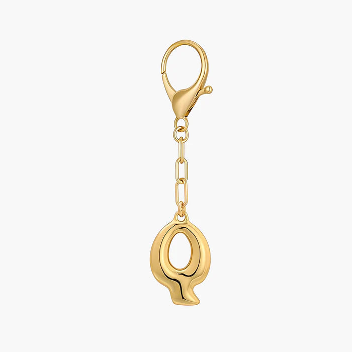 Gold Bubble Letter Initial Keychain & Bag Charm