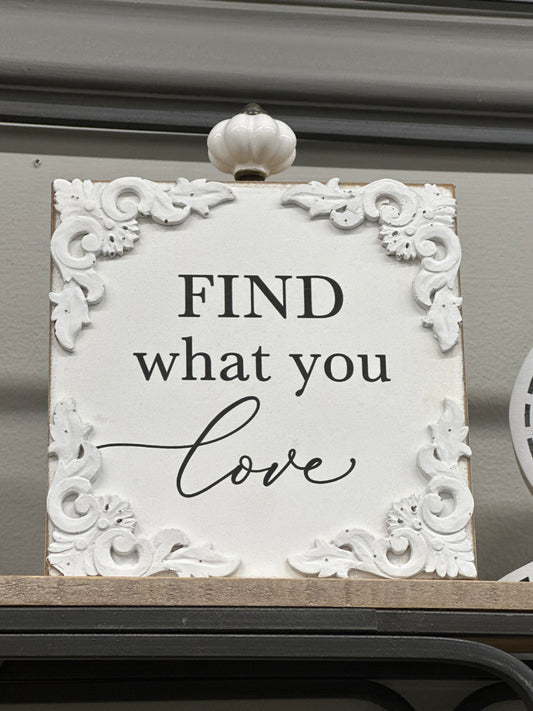 Cottage Core Wood Block Sign With Ceramic Drawer Pull Accent