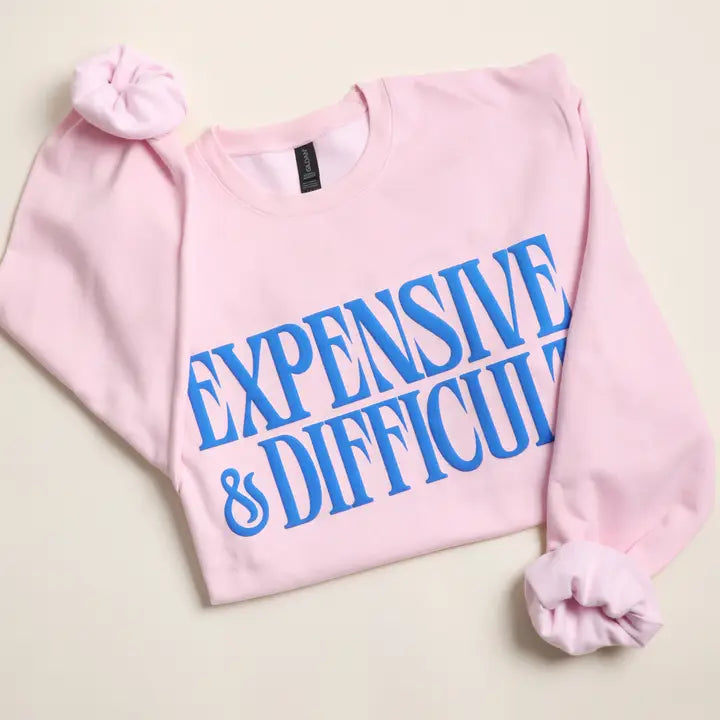 Expensive & Difficult Puff Sweatshirt-Light Pink