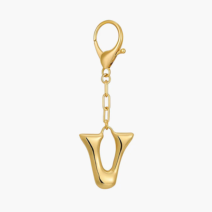 Gold Bubble Letter Initial Keychain & Bag Charm