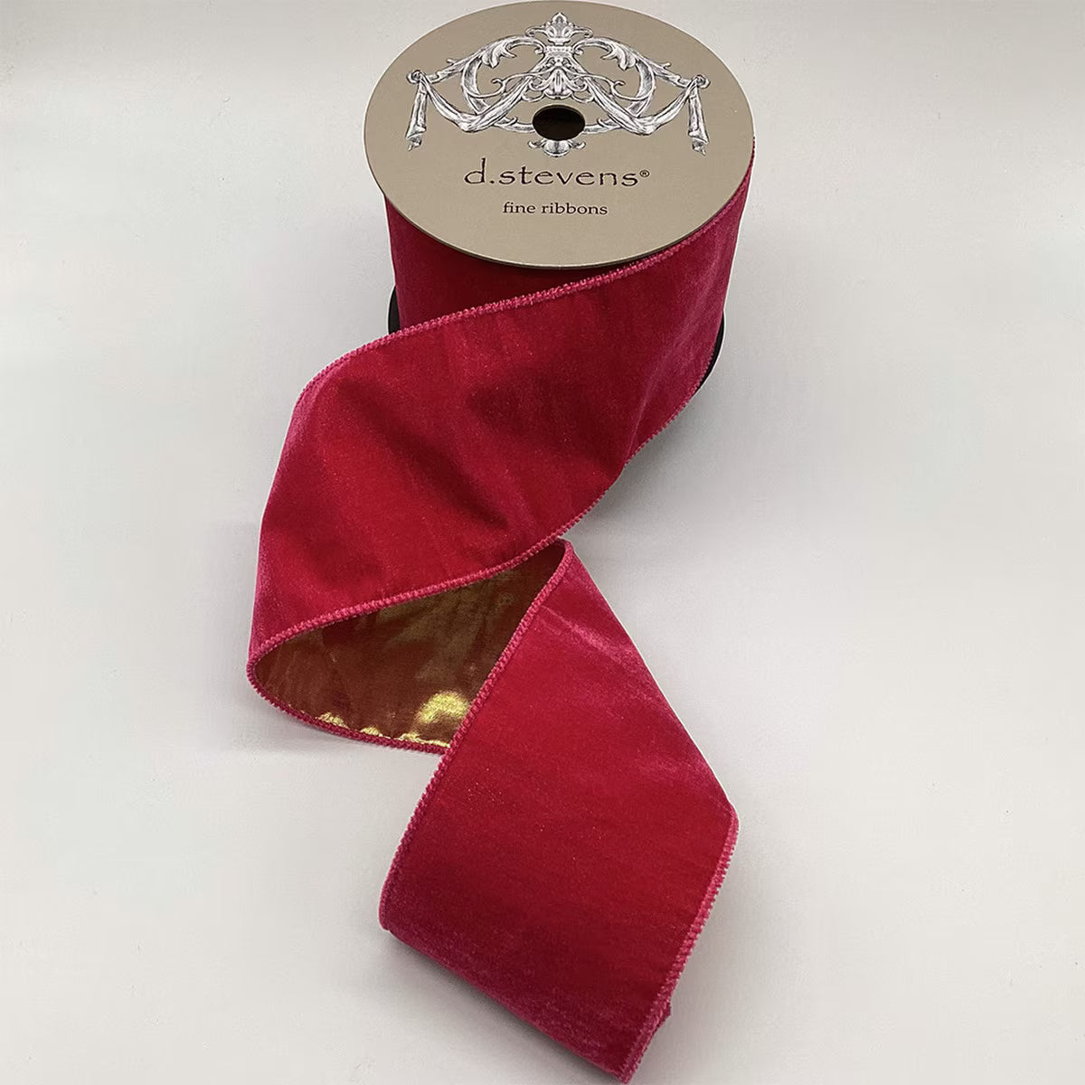 Hot Pink Velvet Ribbon With Gold Lame Back