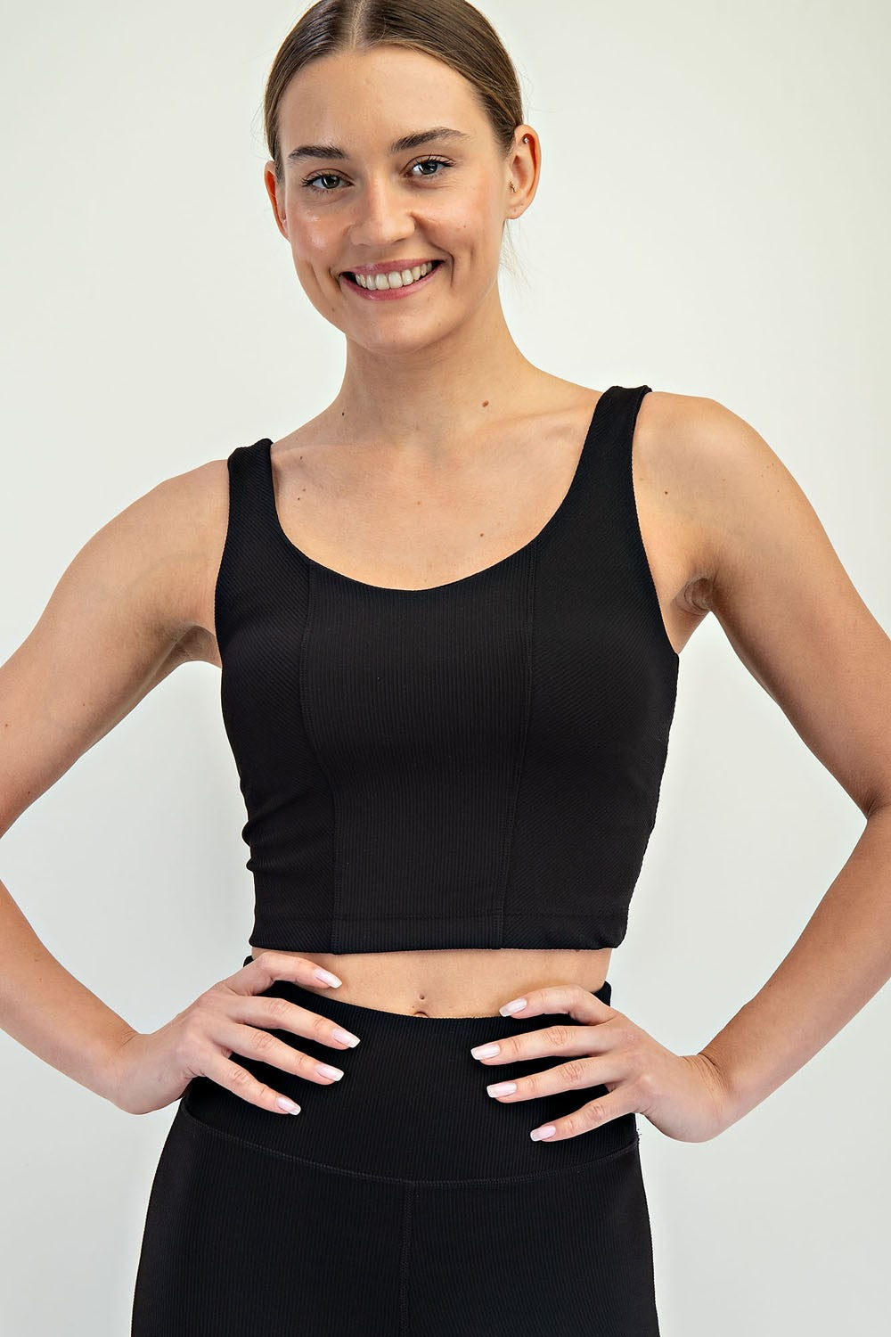 Rae Mode Nylon Rib V Neck Tank