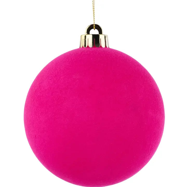 Smooth Flocked Ball Ornament Hot Pink
