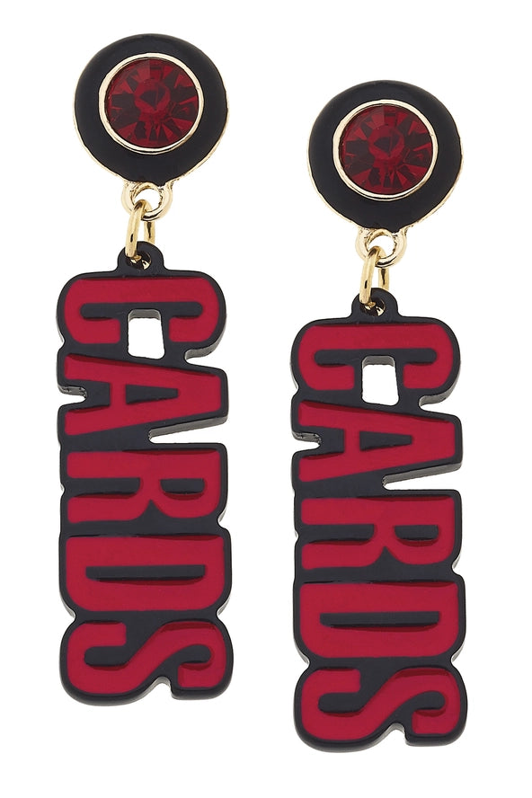 Louisville Cardinals Resin Block Letter Earrings in Red