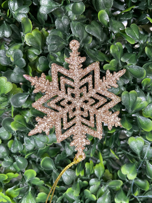 Small Champagne Glitter Snowflake Ornament