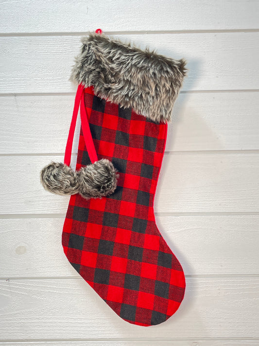 Buffalo Plaid Stocking Faux Fur