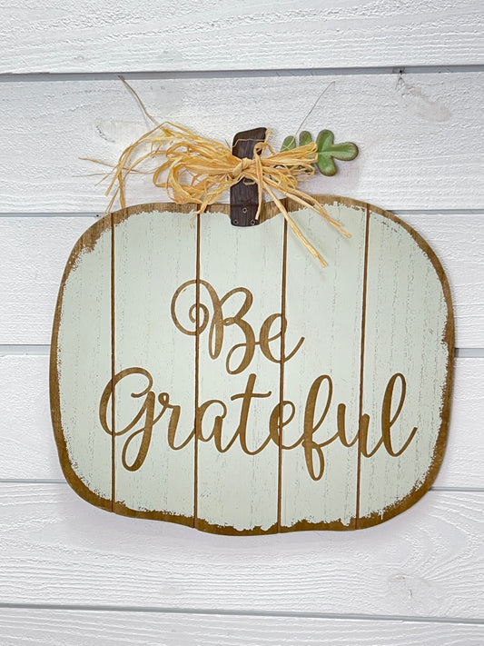 Be Grateful Wooden Pumpkin