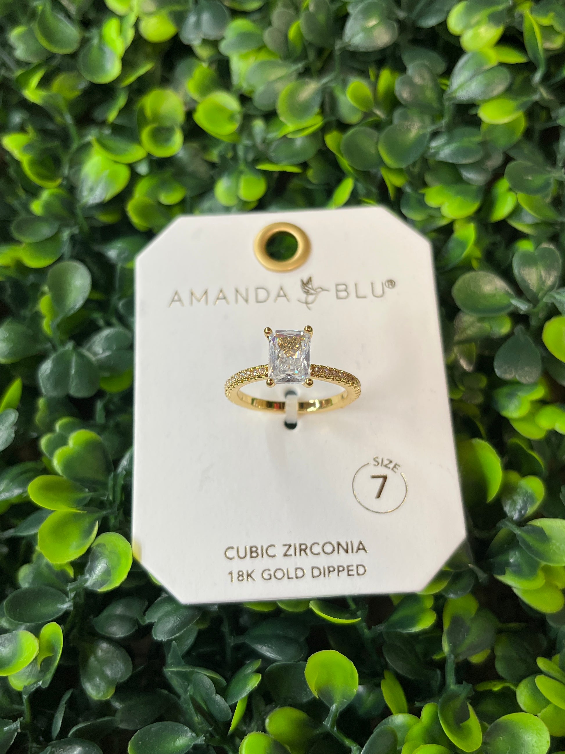 Gold Emerald Cut Solitaire Ring