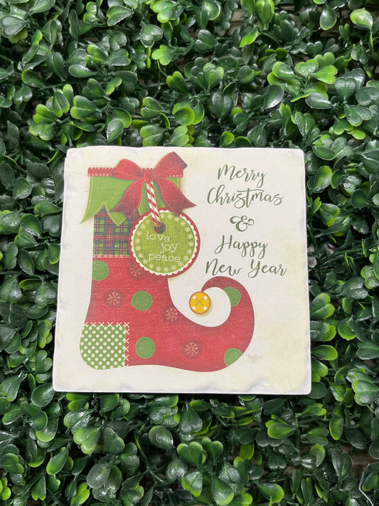 Christmas Stocking Stone Coaster