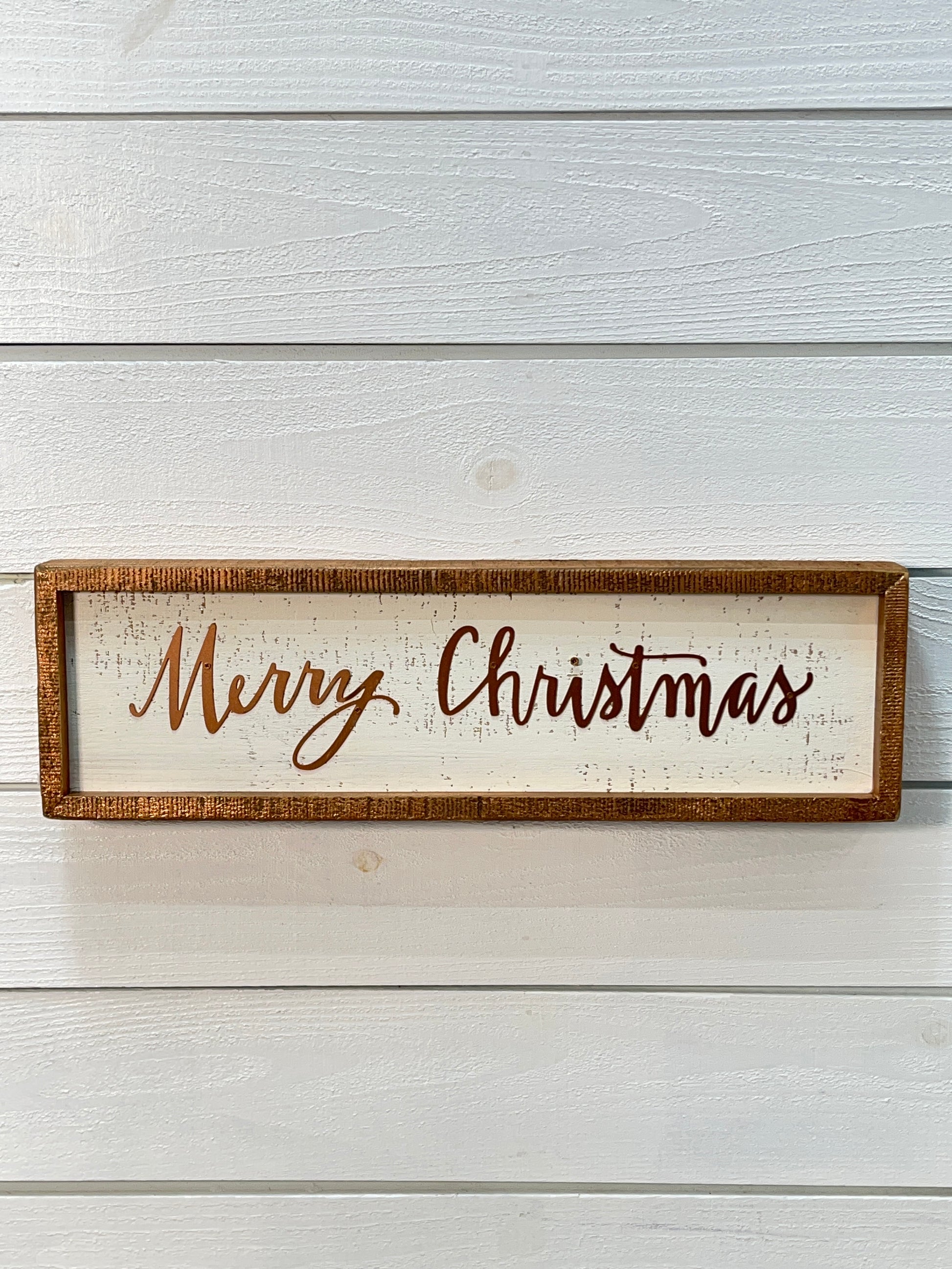 Inset Box Sign Gold Merry Christmas