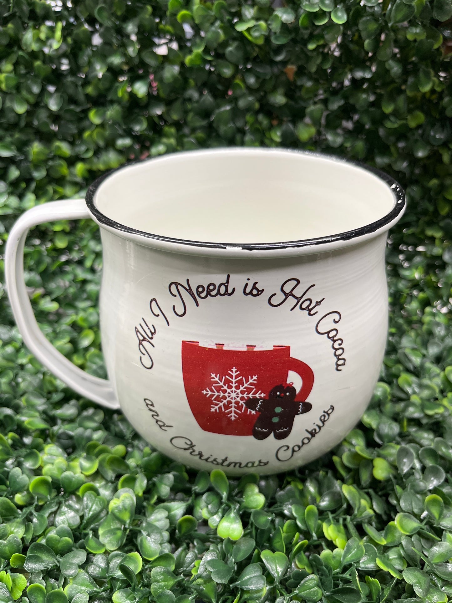 Large Metal Enamel Cocoa Mug