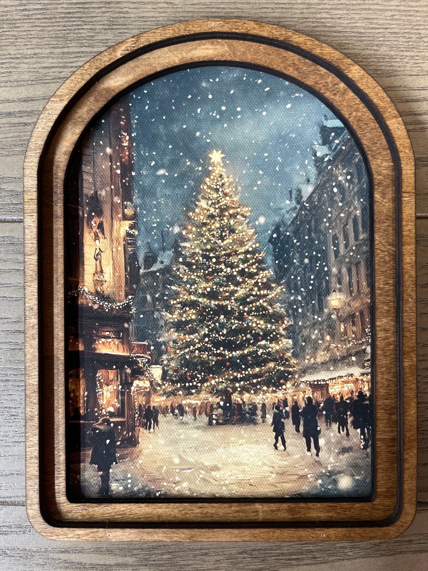 Arch Top Christmas Tree Main Street Framed Art