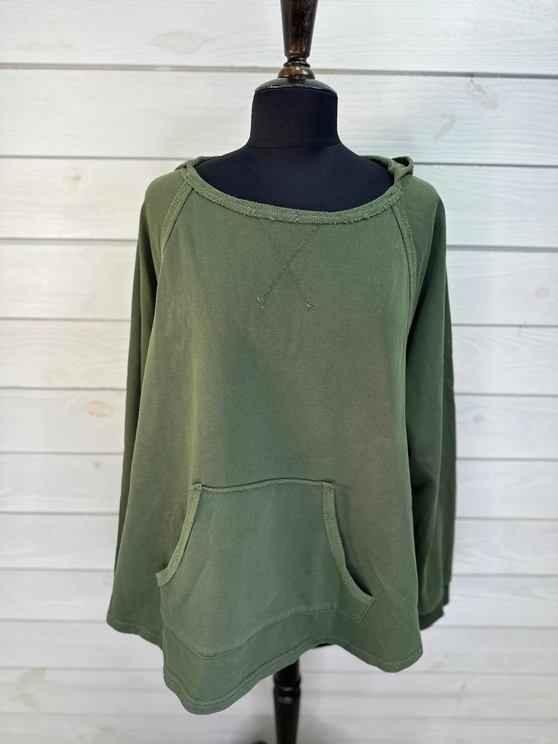 Hunter exposed seam oversized hoodie olive green