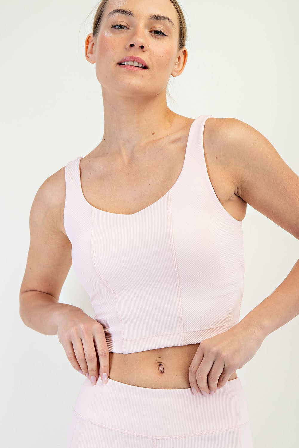 Rae Mode Nylon Rib V Neck Tank