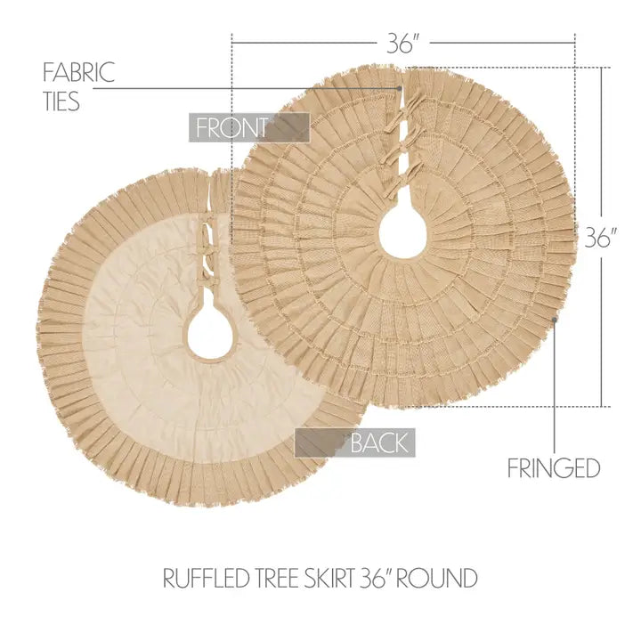 Yuletide Burlap Tan Ruffled Tree Skirt