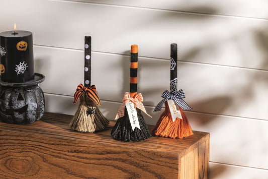 Mud Pie Small Halloween Broom Decor