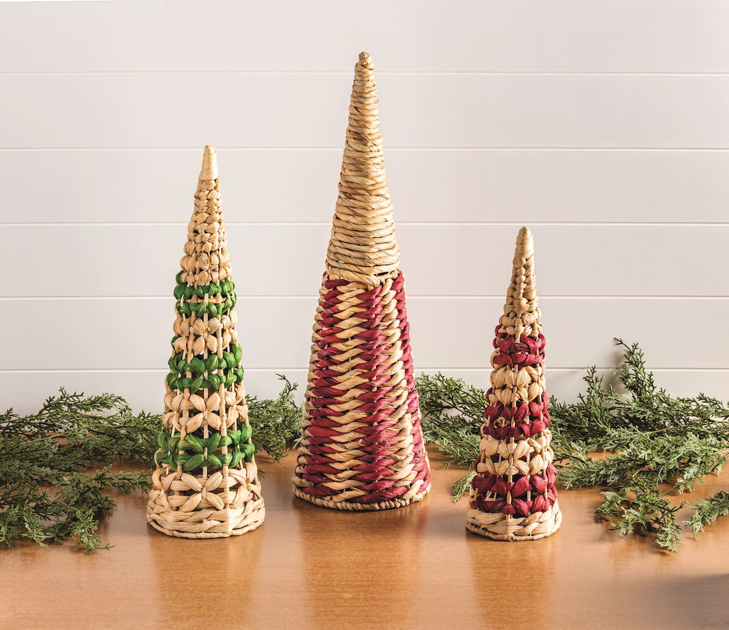 Mud Pie Set Of 3 Woven Cone Trees
