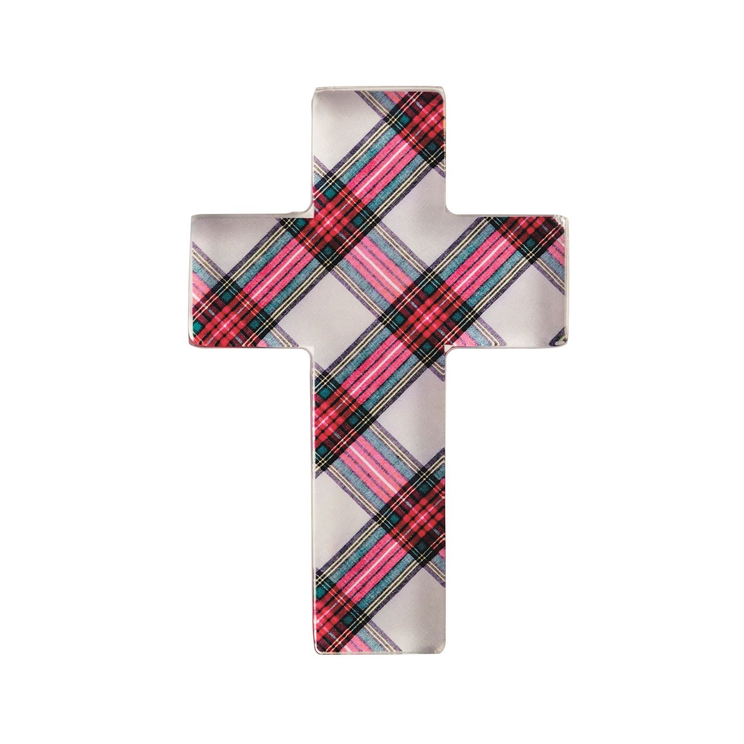 Mud Pie Tartan Plaid Acrylic Cross