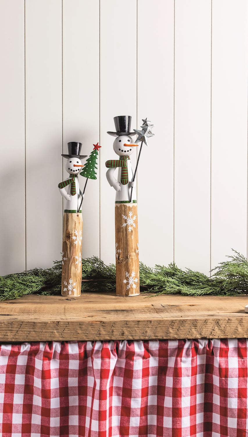 Mud Pie Wood & Metal Snowman Sitter
