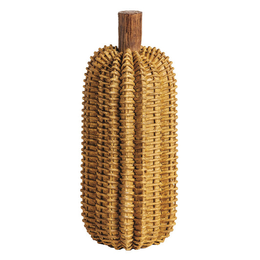 Mud Pie Small Taupe Resin Wicker Pumpkin Sitter