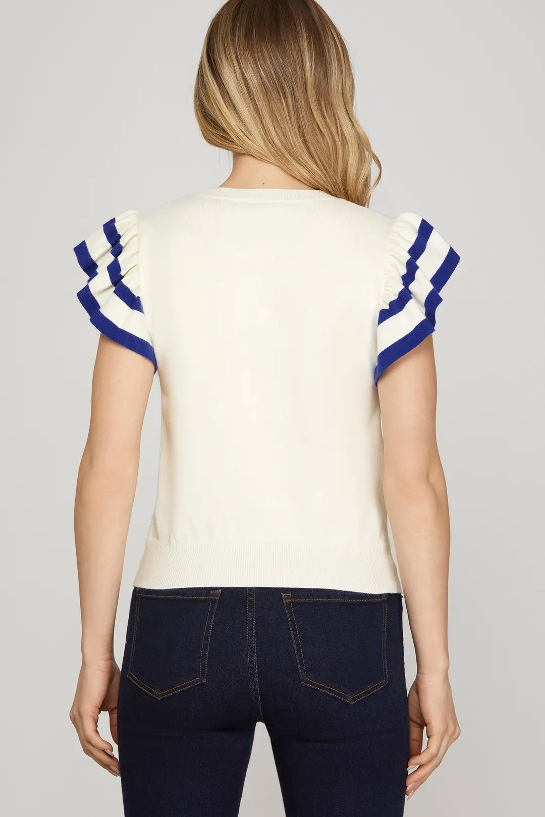 Game Day Ruffle Sleeve Sweater Top