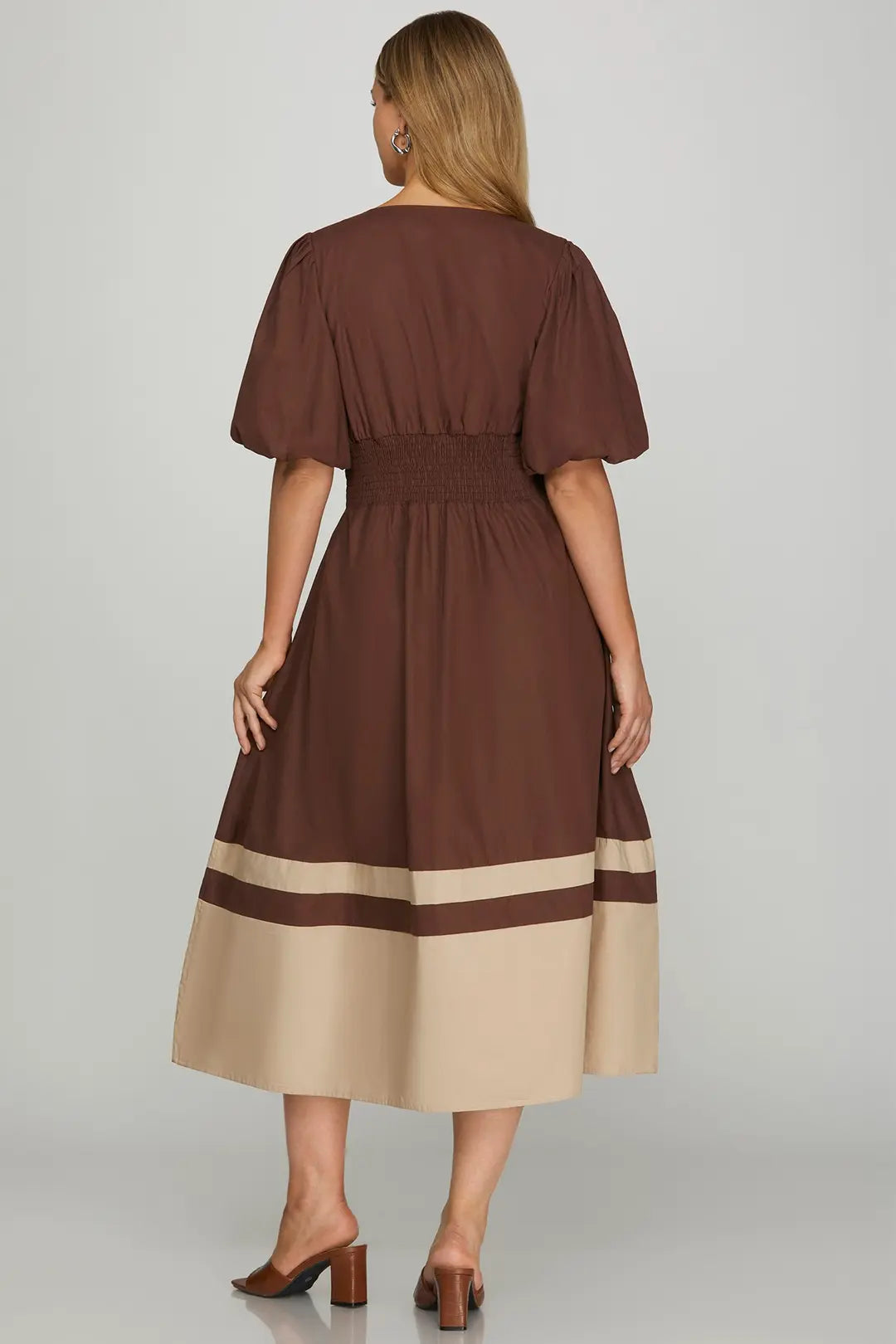 Brown Maxi Dress With Front Zip