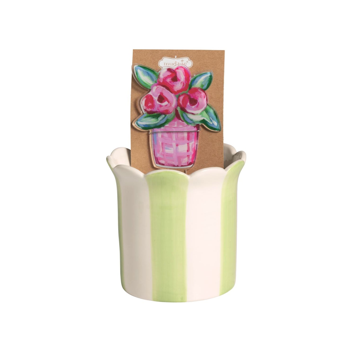 Mud Pie Planter Pot With Plant Stake